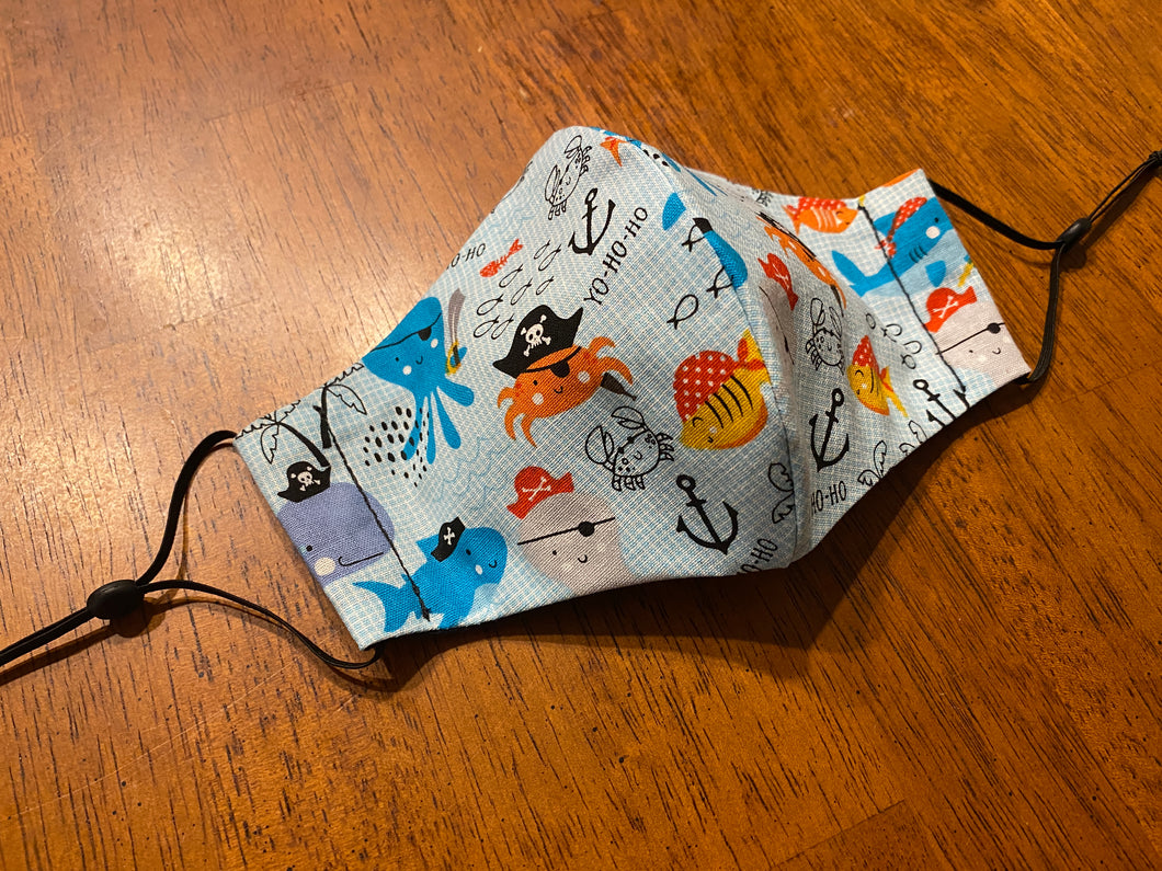 Handmade Fabric Face Covering - Sea Creature Pirates