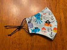 Load image into Gallery viewer, Handmade Fabric Face Covering - Sea Creature Pirates
