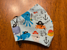 Load image into Gallery viewer, Handmade Fabric Face Covering - Sea Creature Pirates
