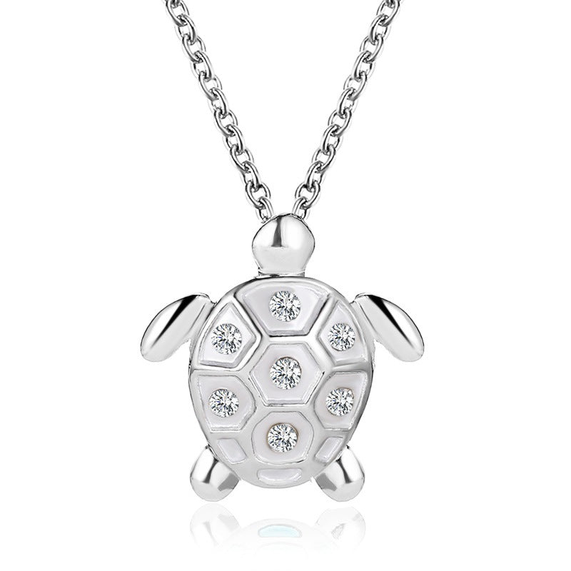 Necklace Sea Turtle Rhinestone Silver