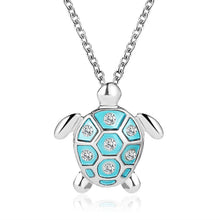 Load image into Gallery viewer, Necklace Sea Turtle Rhinestone Blue
