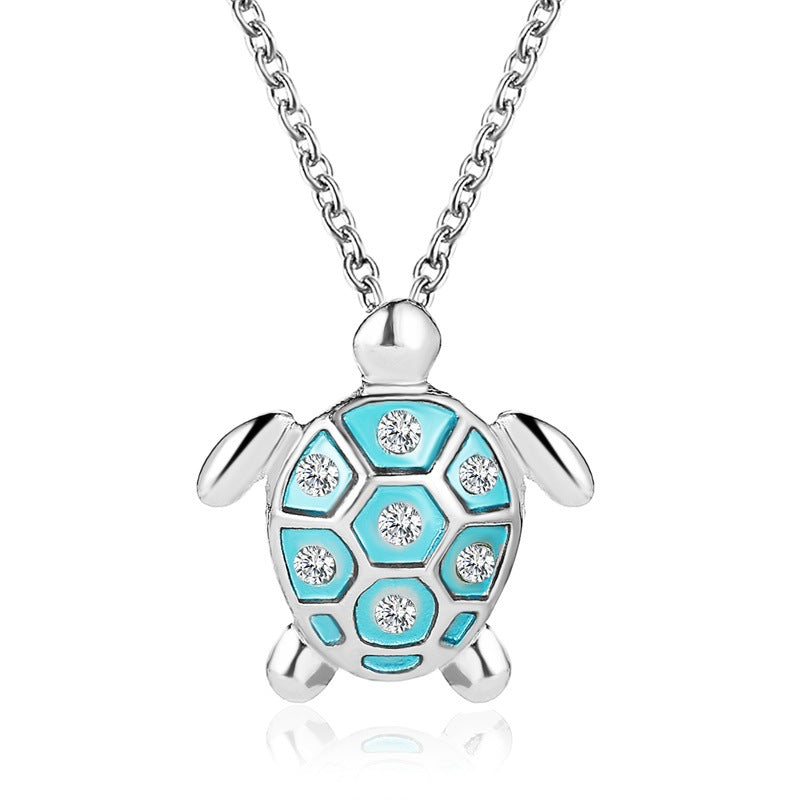 Necklace Sea Turtle Rhinestone Blue