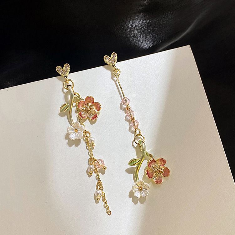 Earrings - Heart and Flowers