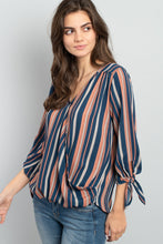 Load image into Gallery viewer, Women Blouse Stripes - Navy Salmon
