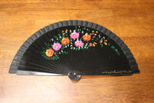 Load image into Gallery viewer, Hand Painted Wooden Fan - Black
