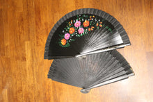 Load image into Gallery viewer, Hand Painted Wooden Fan - Black
