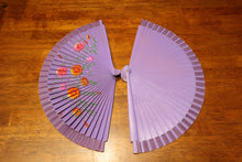 Load image into Gallery viewer, Hand Painted Wooden Fan - Purple
