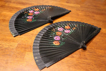 Load image into Gallery viewer, Hand Painted Wooden Fan - Black
