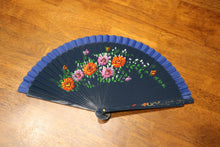 Load image into Gallery viewer, Hand Painted Wooden Fan - Navy Blue
