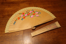 Load image into Gallery viewer, Hand Painted Wooden Fan - Beige
