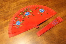 Load image into Gallery viewer, Hand Painted Wooden Fan - Red
