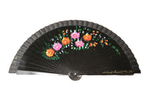 Load image into Gallery viewer, Hand Painted Wooden Fan - Black
